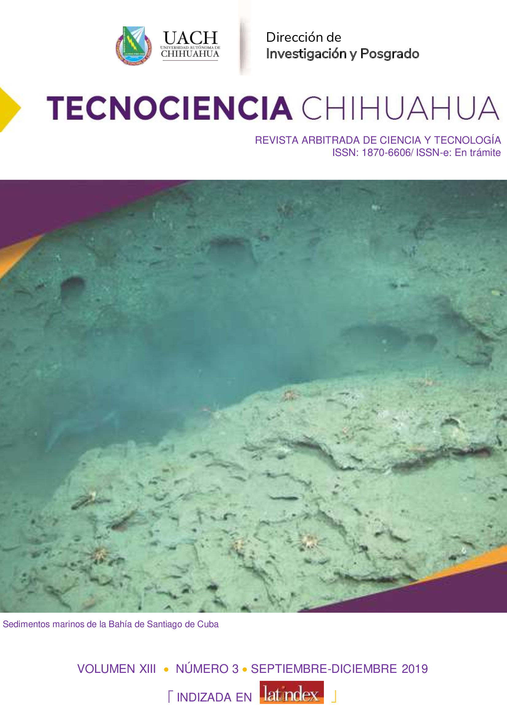 Portada TECNOCIENCIA CHIHUAHUA, Vol. 13, No. 3, Septiembre-Diciembre 2019