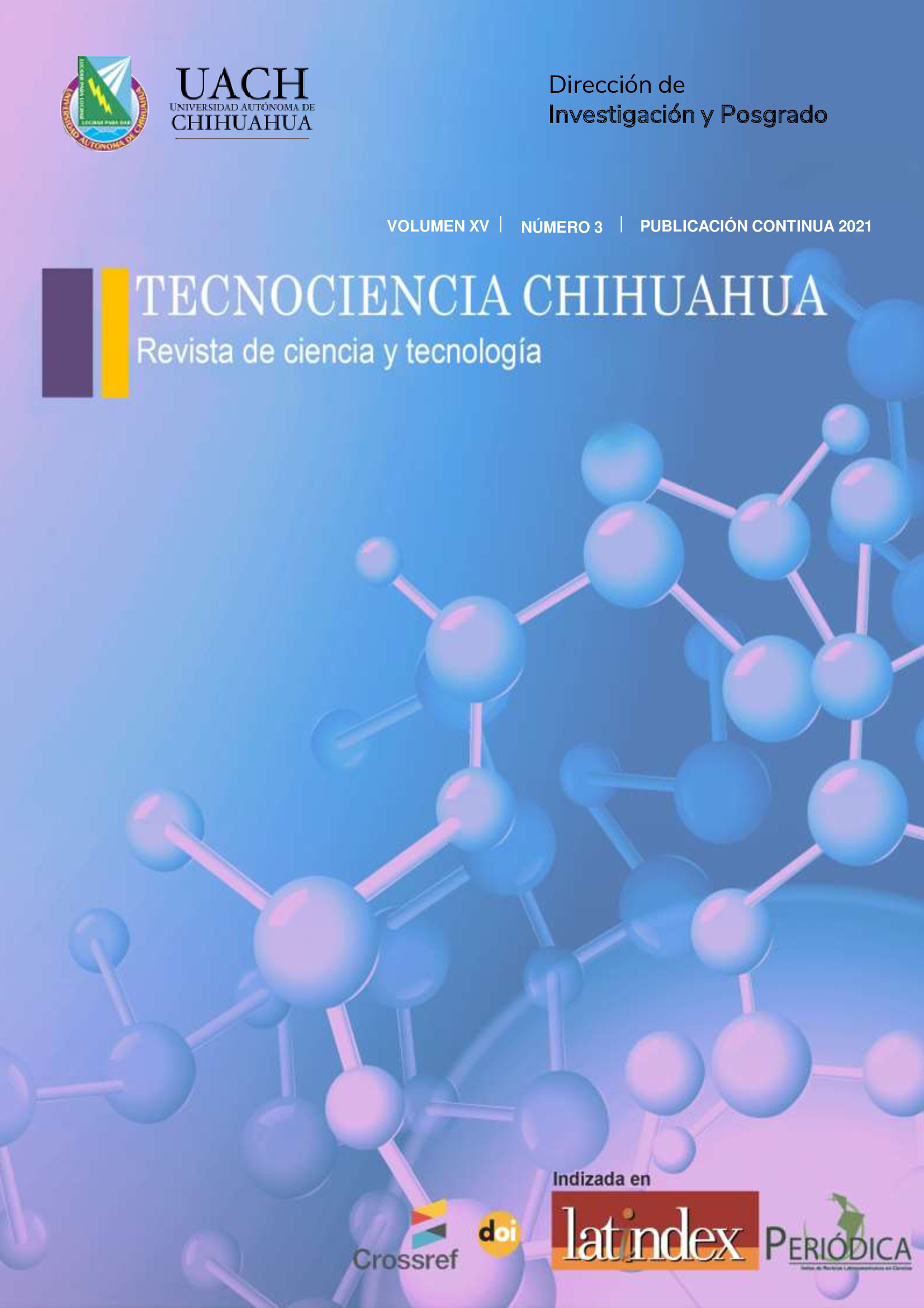 Portada TECNOCIENCIA CHIHUAHUA, No. 3 Publicación continua 2021