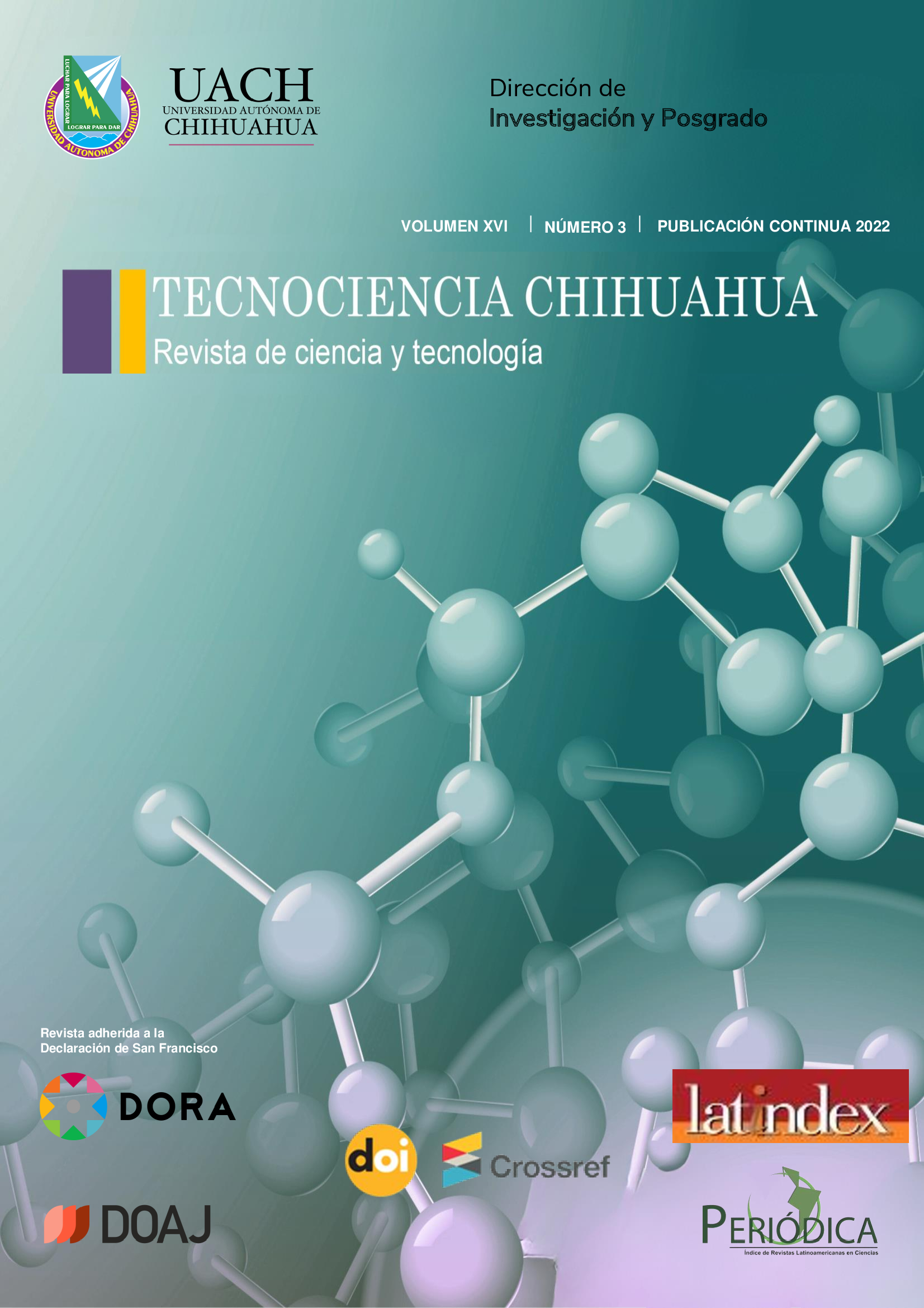 Portada TECNOCIENCIA CHIHUAHUA, No. 1 Publicación continua 2022