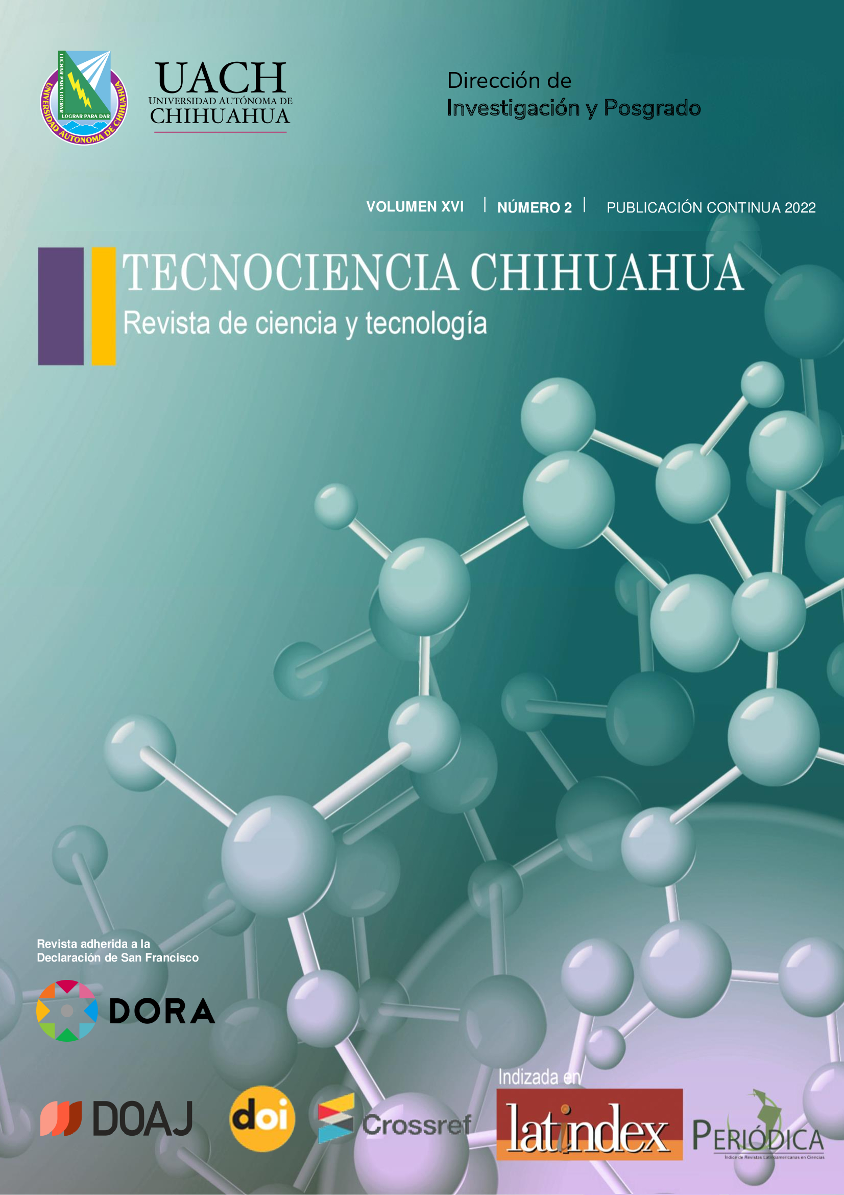 Portada TECNOCIENCIA CHIHUAHUA, No. 2 Publicación continua 2022